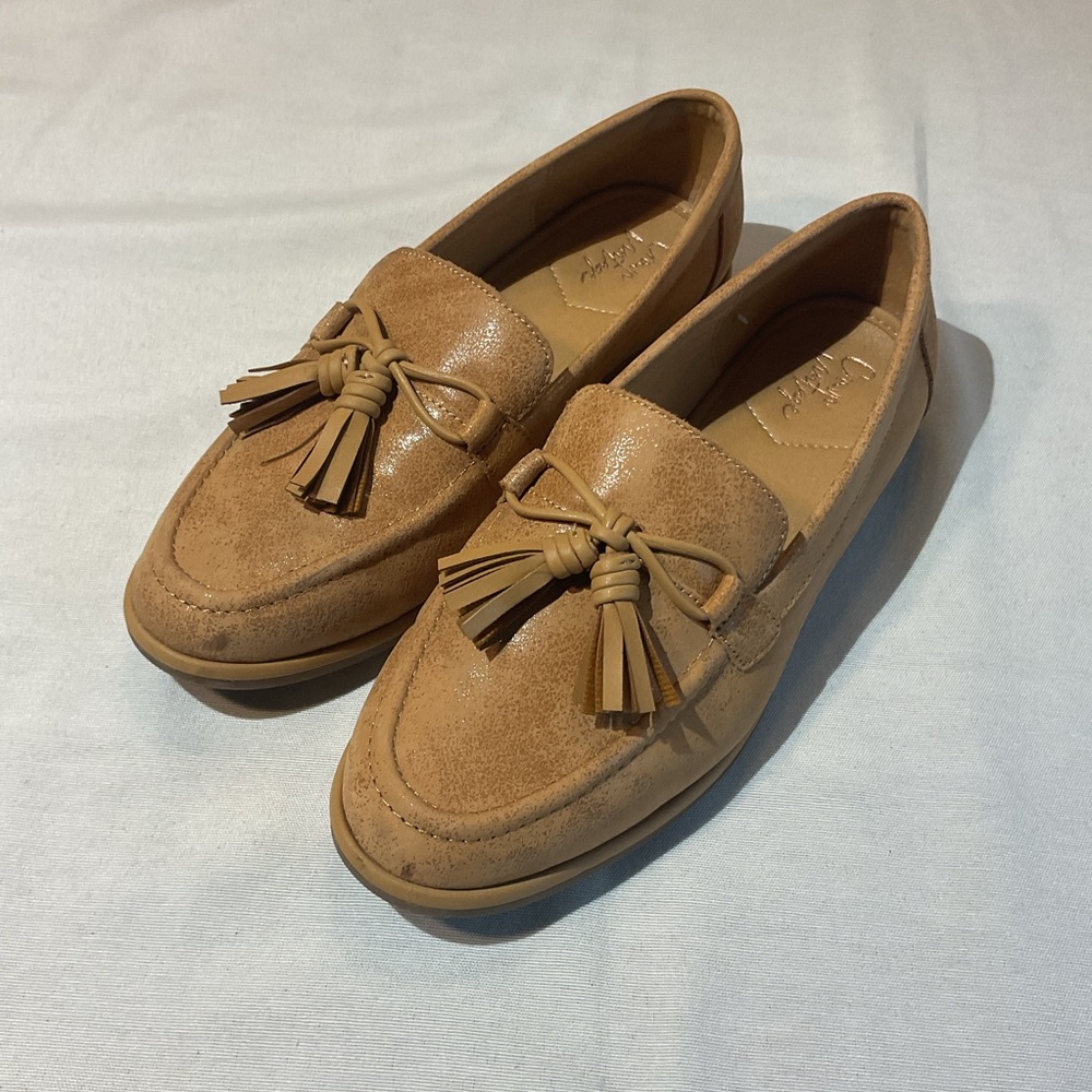 Crown Vintage SABRIEL Brown Synthetic Moc Toe Slip On Loafers, Women Size 8.5 M